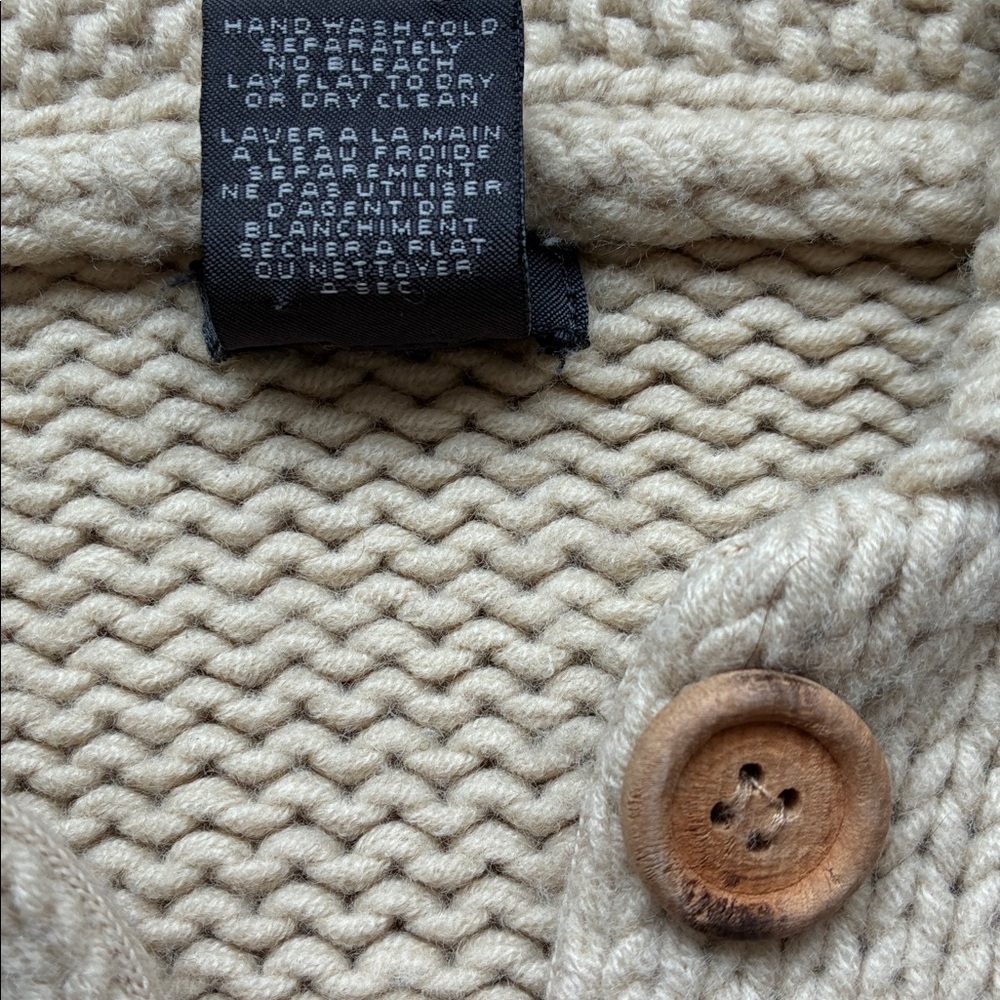 Roots Women's Vintage Beige Wool Blend Knit Cardigan Sweater Medium Fits Small - Picture 7 of 10